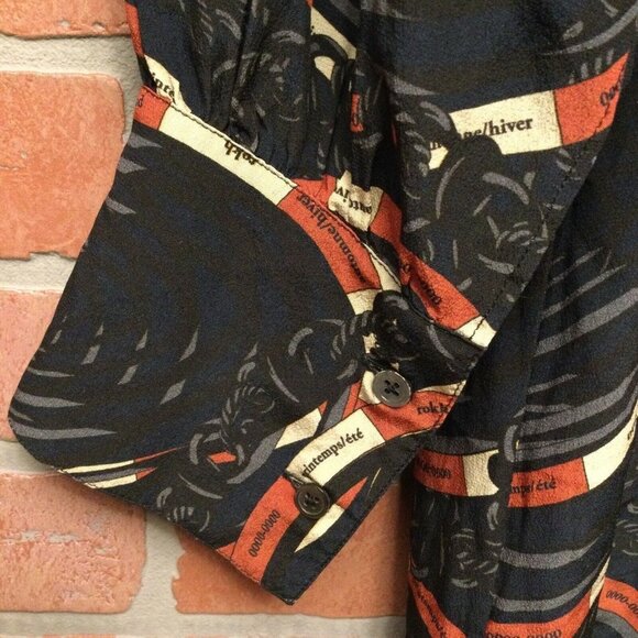 Rokh Womens Scarf Frill Dress Size 8 Silk Button Front Long Balloon Sleeve - Picture 4 of 8